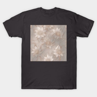 twirl vector flower abstract water color, pastel, golden and fabric flowers seamless pattern unique style T-Shirt